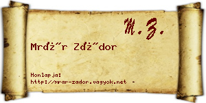 Mrár Zádor névjegykártya